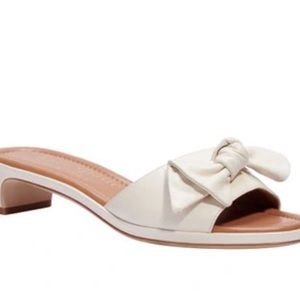 Kate Spade Lilah Leather Bow Sandal, Parchment, SZ 8 1/2